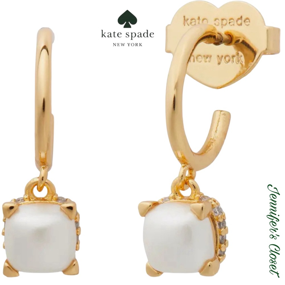 Kate Spade Earrings NWT / Pearl & Stone Huggie Hoop Earrings